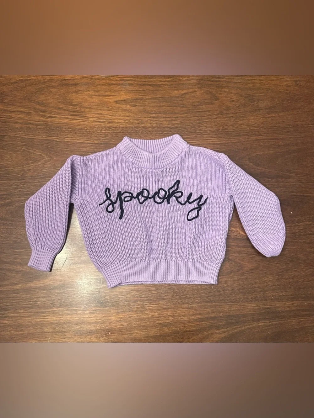 Old Navy Lavender Knit Sweater with 'Spooky' Script